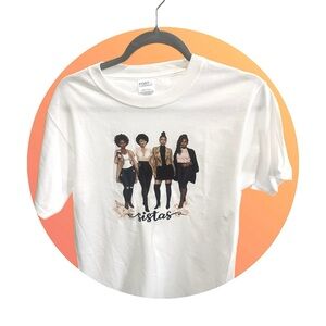 Hand-Pressed “Sistas” Graphic Tee – Size S, New